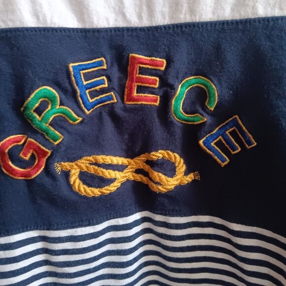 Vintage Men's T-shirt XXL 1990's Embroidered Colorblock Greece Buttery Thin 2XL - Picture 2 of 5
